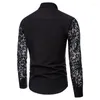 Mäns avslappnade skjortor Spring och Autumn Border Border Foreign Trade Fashion Solid Color Design Shirt Långärmad Polo Neck