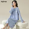 Women's Sleepwear Plus Size 5XL Cute Women Nightgown Autumn Winter Round Collar Cartoon Cotton Night Gown Kawaii Print Dress