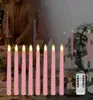 8 STKS Adventskaarsen Warm wit LED-raamkaars Vlamloze flikkering Afstandsbediening Timer Kerstmis Nieuwjaar Decor Roze bruiloftskaars H12226121565