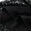 Sıradan elbiseler moda zarif yular boyun seksi payet parıltı kapalı omuz mini elbise 2023 bahar kadın bodysuit