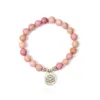 Braccialetto elastico in pietra rosa di porcellana Strand Il regalo per le ragazze dolci a San Valentino Accessori naturali alla moda Fili di perline