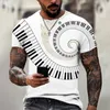 メンズTシャツ夏のヴィンテージTシャツ音楽ノート3Dプリントストリートウェアの男性女性