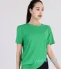 Nova lu senhoras roupas de yoga camiseta esportes de fitness respirável divisão de secagem rápida verão oco queimado curto-