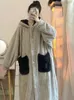 Femmes coréennes hiver flanelle robe kawaii longue capuche chaude peignoir plus taille épais corail polaire bain femme robe robes 231127