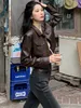 Jassen Lautaro Lente Herfst Kort Bruin Zwart Licht Kunstleer Jassen voor Dames Lange mouwen Cool Fit Koreaanse stijl Mode 2022