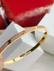 Pulseira de amor de luxo jóias de bracelete de ouro feminino feminino fino design fino de ouro rosa diamante noivado de casamento parafuso de parafuso de parafuso tamanho quente 16cm 19cm