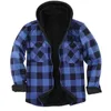 Men's Casual Shirts Button-down Shirt Jacket Stylish Plaid Print Cardigan Coat Warm Hooded Single-breasted For Fall Winter Fashion