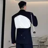 Men's Suits Blazers IEFB Menswear Fashion Cross Adjustable Wearing Backless 2023 Notched Long Sleeve Short Suit Jacket Male Autumn 230427