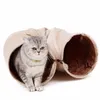 Brinquedos dobrável gato túnel gatinho brinquedo dobrável cruzamento longo ninho durável camurça pet play tubo para gatos grandes cães coelhos com bola