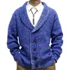 Herrtröjor Autumn Winter Warm Turn Down Collar Jackets Men Cardigan Fancy Sticked Long Sleeve Sweatercoat Thick Male Coat 231127