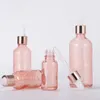 Rosa glas droppflaska 5-100 ml aromaterapi vätska väsentliga grundläggande parfymrör massage oljepipett påfyllningsbara flaskor cmrcq