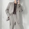 Costumes pour hommes Blazers mode ample décontracté Version coréenne veste à gros boutonnage affaires gris blanc noir 230427