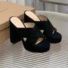 Gianvito Rossi Sheridan Platform Sandal Designer féminin Semelle dermique de luxe 100% cuir véritable Escarpins pour femmes 35-42 Été Slip-Ons escarpins à plateforme pour femmes Plateforme Talons hauts