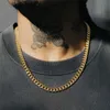 HDMENC Miami Chaîne Cubaine Collier Homme 12mm Diamant Griffe Chaîne Cubaine 18/20/24 "Longueur Hip Hop Bijoux avec Boîte-Cadeau