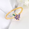 Bande Anneaux Mode Femme Simple Bague Ensemble Mignon Fruit Zircon Bague Combinaison Bijoux Violet Raisin Anneau Couple Fille Enfants Dessert Cadeau AA230426