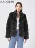 Fourrure femme Fausse fourrure ZADORIN vêtements d'hiver pour femmes col montant épissage à manches longues manteau en fausse fourrure femmes noir blanc veste moelleuse Faux Fur Coats 231127