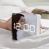 Multifunction Mirror Surface Alarm Clock LED Digit Mirrors Clock Plastic Bedside Electronic Clocks Desktop Square Ornaments BH7975