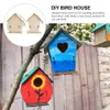 Nests Bird House Birdhouse 키트 나무 나무 DIY 페인트 어린이 매달려 나무 미완성 된 둥지 키트 그림 공예 주택 세트 예술 장난감 새집