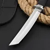 Hot Outdoor Fixed Blade Tactical Knife 440C Satin Tanto Point Blade Rubber Plastic Handle Straight Knives with Leather Sheath