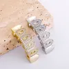 Nieuw bling cz holle tanden grillz geel wit goud vergulde top grills tandheelkundige sieraden rapper sieraden