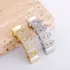 새로운 블링 CZ 중공 치아 Grillz Yellow White Gold 도금 탑 그릴 치과 진주 힙합 패션 랩퍼 보석