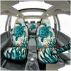 Siedziny samochodowe Ers Aimaao Wolf Print er Fl Set Fit Fit Comfort Busket i Bench Protectors do SUV Truckcar Dowód dostawa Mobilne Motor DHCX9