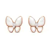 Stud Van Butterfly Stud Ored Oreing Moucroies Designer Fomen Women Letter V Clover Clive Mini Boucles d'oreilles en diamant de luxe en rose en or jaune