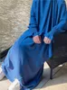 Vêtements ethniques Ramadan Eid capuche Abaya 2 pièces ensemble vêtement de prière musulmane Abayas pour femmes longue Khimar Hijab robe vêtements islamiques Niqab