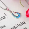 Hänge halsband eldblå ​​opal fisk krok halsband hängsmycken smycken för kvinnor flickor droppar