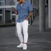 Camicie casual da uomo Camicia di jeans a maniche corte da uomo - Top ampio con imitazione jeans Look per uno stile estivo di ispirazione western