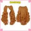 Party Supplies Multi-Color Long Curly Ponytails Base Wig Twin Pigtails Gold Blonde Pink Blue Purple White Black Headwear Cosplay Basic Wigs