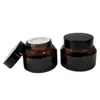 Amber Glass Cream burkar 15g 30g 50g gröna kosmetiska burkar förpackningsflaska med vita inre foder och svartguldlock Pctxu