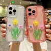 توهج زهرة جميل في حالات مقاومة للصدمات الظلام لأجهزة iPhone 15 14 Pro Max Plus 13 12 11 XR X XS 8 7 6 iPhone15 Soft TPU Luminous Spring Floral Summer Summer Hole Wover