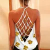 Kobiety z czołgów Camis Women Summer Tops Bluzka Top Sunflower Print Stylowe koszulki bez rękawów Backless Tank Roupas Femininaswom