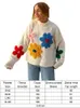 Kadın Sweaters Taovk Sweaters Sıradan O yaka Çiçek Üstü Külot Nakış Çiçekleri Örgü Uzun Kollu Sıcak Gevşek Kaplama Sokak Giyim 231127