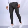 Herrenhose mit Reißverschluss und Knopf, stilvoll, schmale Passform, Bleistift, atmungsaktiv, im Business-Stil, mit weichem Stoff, praktische Taschen für die Arbeit