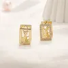 Boucles d'oreilles à tige pour femmes, monogramme de styliste, plaqué or 18 carats, diamant, bijoux pour femmes, amour de mariage, acier inoxydable, cadeau de gros, 5A96, 2024