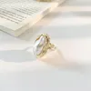 Bröllopsringar Design Starfish Pearl Ring Shape Gold Color Justerbar för Women Korean Fashion Jewelry Party Luxury Accessory 231124