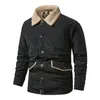 Men's Jackets Solid Color Baggy Cargo Jacket Winter Lamb Padded Coat Corduroy Yard Wool Small Men