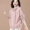 Hoodies femininos camisola com capuz para mulher com pelúcia e engrossado moda casual coreano solto roupas outwear topo grande