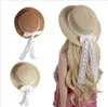 Caps Hats Baby Girl Straw Sunhat Lace Bowknot Beach Round Summer Head Accessory Fisherman 230426