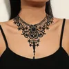 Choker Lace Pendant Necklace Adjustable Chain Delicate Retro Crochet Goth Dark Style Jewelry Supply