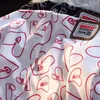 Chemisiers pour femmes American Retro Love Full Print Loose Shirt Femmes Couple À Manches Courtes Doux Chemises Décontractées D'été Surdimensionné Blusas Mujer 2023
