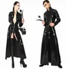 Jassen Sexy Plus Size Vinyl Clubwear Balck Pvc Kunstleer Lange Mouwen Gothic Lange Jas Voor Mannen Vrouwen PU Leren Jas Geul