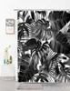 Cortinas de ducha con hojas de plantas, hoja de palma blanca y negra para decoración del baño, cortina de tela lavable, tamaño personalizable, cosas para el baño 216565888