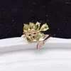 Anelli a grappolo Anello regolabile con foglie di peridoto verde reale naturale 0,4 ct 7 pezzi di pietre preziose in argento sterling 925 gioielleria raffinata X219306