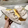 Designer Sandalen Damen Herren Sliders Doppelschnalle Brief Feel Plateau Hausschuhe Mules Sommer Strandschuhe mit Box EU 35-45