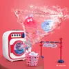 Tools Workshop Kids Washing Machine Toy Pretend Play House Mini Simulation Electric Toys Rotate Kinetic Cleaning Preschool Toys For Girls 231127