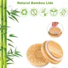 Storage Bottles Yogurt Jar Lids Bamboo Set For Jars With Silicone Sealing Rings