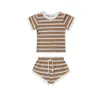 Clothing Sets 1pcs Custom Label Summer Newborn Infant Boys Girls Short Sleeve Stripe Top 100%cotton Baby Clothes